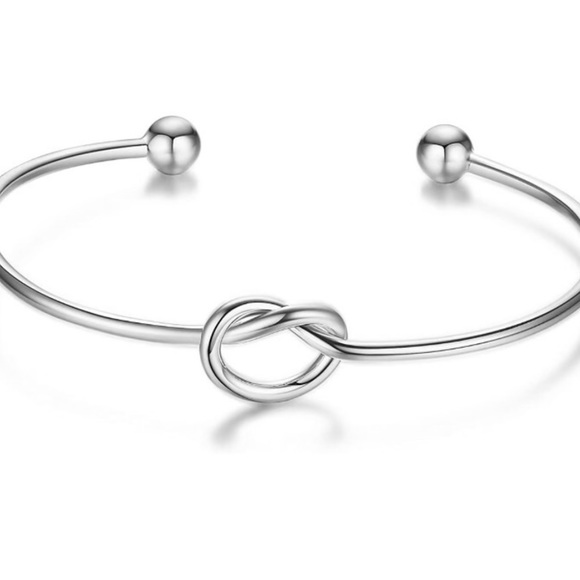 14k WG Plated Love Knot Cuff Bracelet - Picture 3 of 7